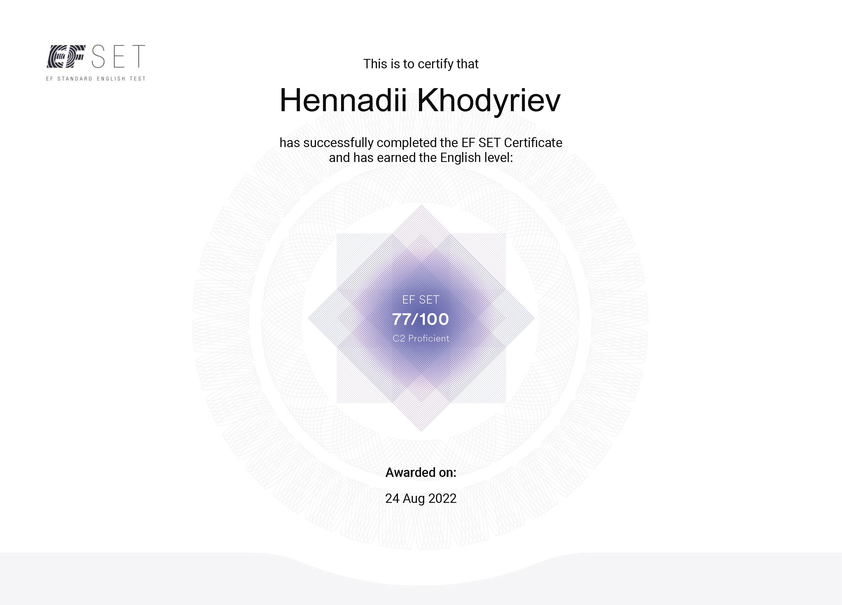 EF SET English Certificate